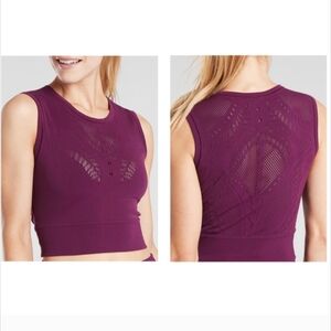 Athelta Ujjayi Crop Top | Women's Small Medium S/M | Berry Purple Maroon